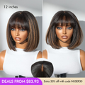 New Customers Only | Put On and Go Realistic Glueless Yaki Straight Bob with Bangs Minimalist Lace Wig 100% Human Hair