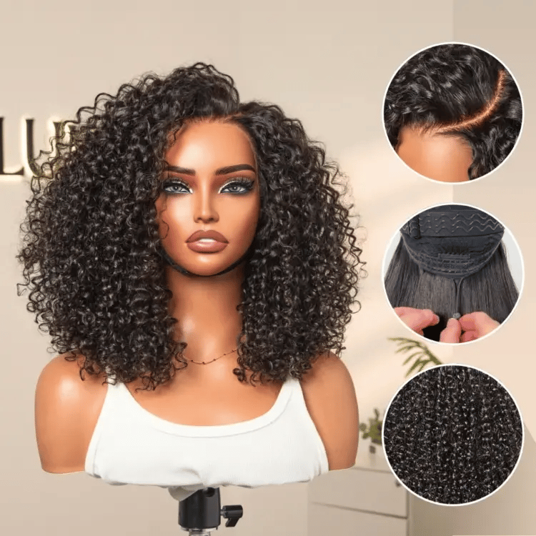 180% Density Face-Framing Trendy Curly Wig Glueless Ear-to-ear Wide T Lace Front Wig Human Hair Pre-Cut Lace