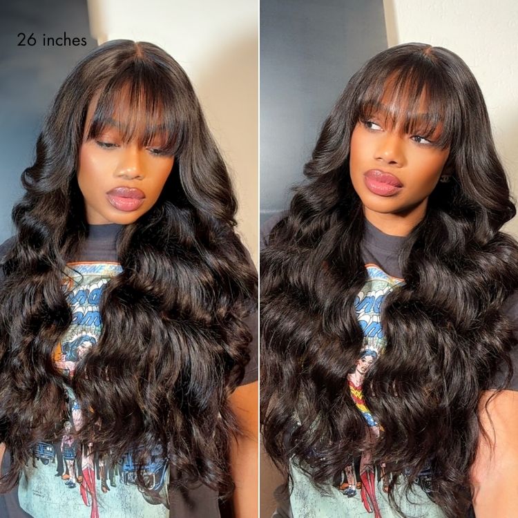 Tiktok Exclusive Deal | Luvme All-Day Comfort™ Wig 180% Density Loose Body Wave Glueless 7x6 Closure HD Lace Human Hair Wig with Bangs Pre-Cut Lace