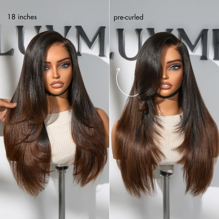 Luvme All-Day Comfort™ Wig 180% Density Butterfly Cut Layered Light Yaki Straight Glueless 7x6 Closure HD Lace Human Hair Wig Pre-Cut Lace