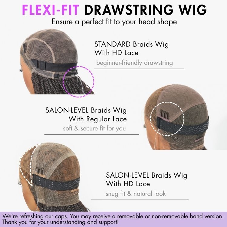 Get Free Wig | Readitress™ Light Weight Flexi-Fit Invisi Drawstring Cap 26 Inches Full Lace Knotless Boho Curls Braided Long Wig Super Natural Scalp - US Only