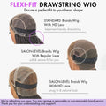 Special Deal | Readitress™ Light Weight Flexi-Fit Invisi Drawstring Cap Full Lace Knotless Boho Curls Braided Long Wig Super Natural Scalp