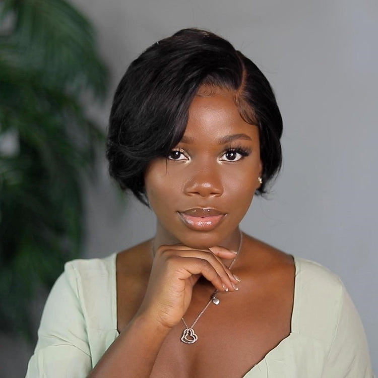 Mature Boss Style Affordable 5x5 Closure Lace Short Pixie Cut Wig 100% Human Hair - US ONLY