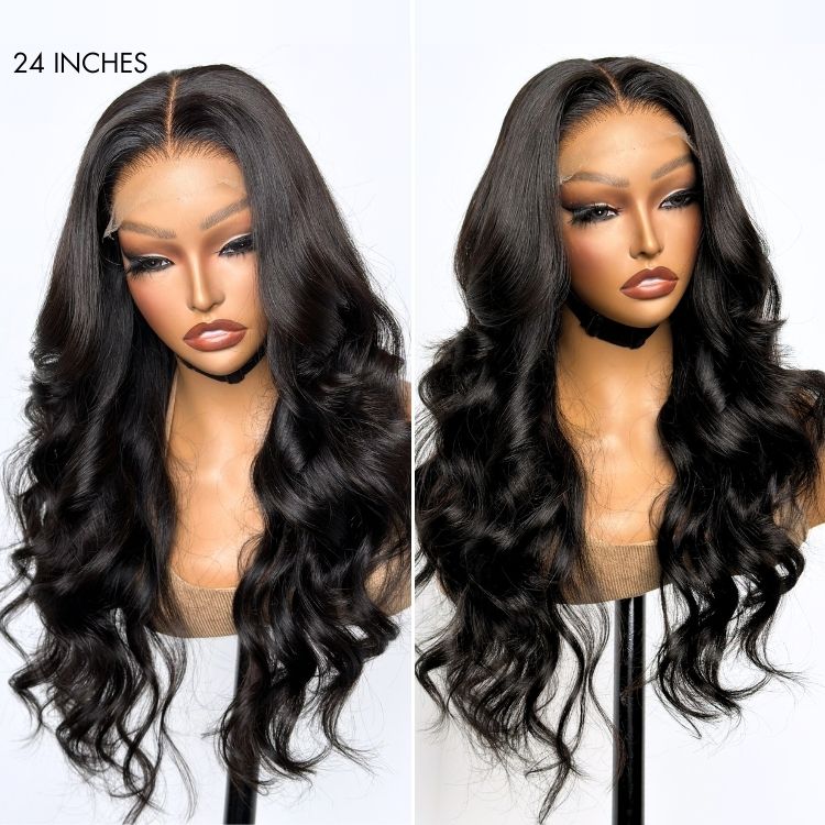 Jet Black Loose Body Wave Glueless 5x5 Closure Lace Wig 100% Human Hair