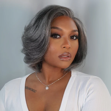 Exclusive Sale | Boss Vibe Salt & Pepper Layered Bob / Body Wave Glueless Pre-Cut Minimalist Lace Grey Wig