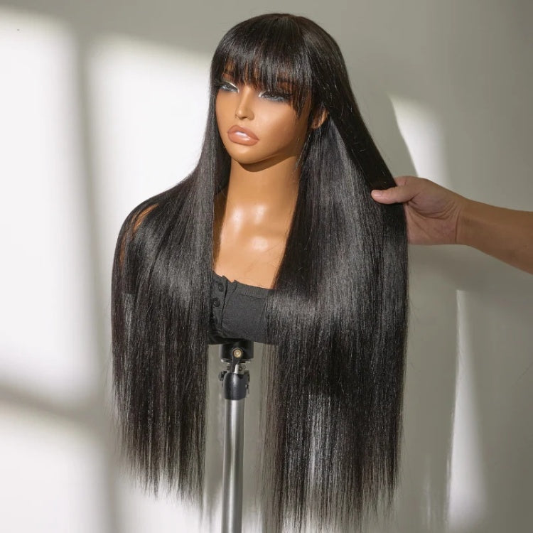 Exclusive Sale | Breathable Cap Yaki Straight Ultra Natural Minimalist Lace Long Wig with Bangs