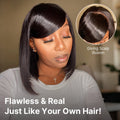 Swoop Bangs Breathable Cap Deep Left C Part Silky Straight Glueless 5x5 Closure Lace Bob Wig