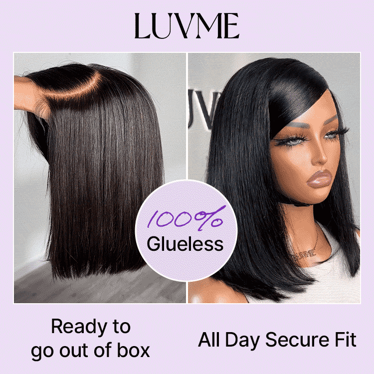 Swoop Bangs Breathable Cap Deep Left C Part Silky Straight Glueless 5x5 Closure Lace Bob Wig