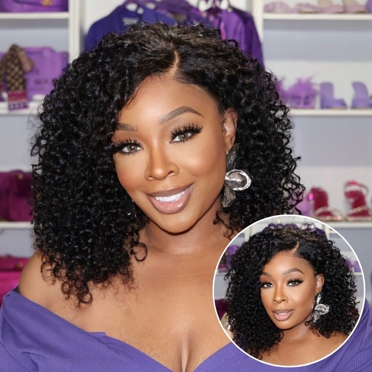 180% Density Face-Framing Trendy Curly Wig Glueless Ear-to-ear Wide T Lace Front Wig Human Hair Pre-Cut Lace