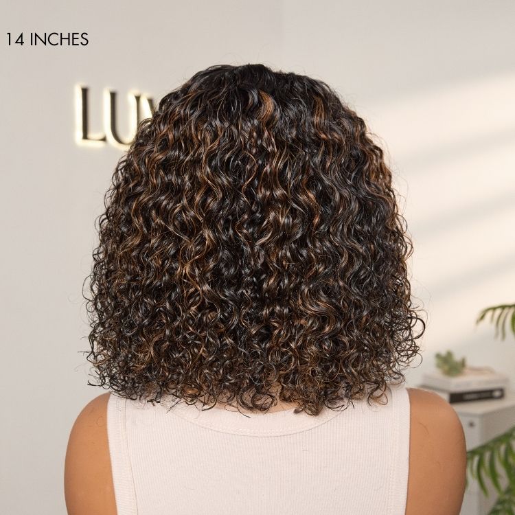 Wet and Wavy Brown Highlight Glueless 5x5 Closure Pre-Cut Lace Water Wave Wig