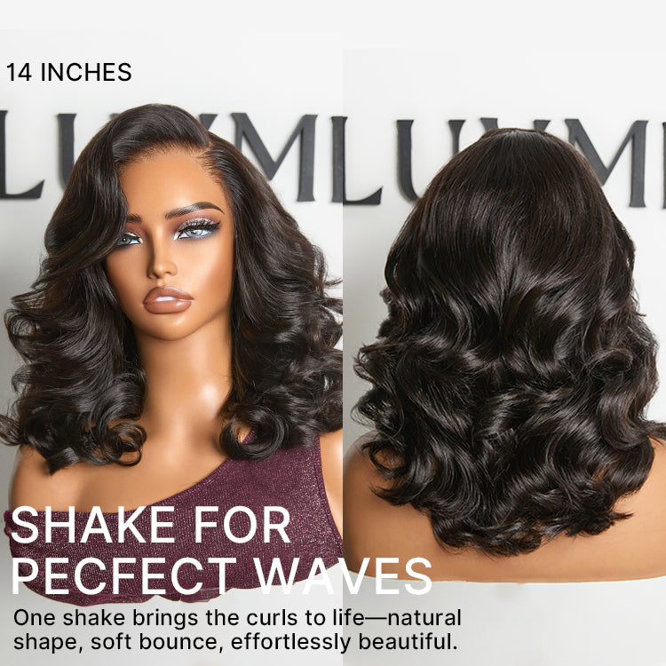 NatureMAX™ 200% Density Ombre Brown / Natural Loose Wave Glueless 13x6 HD Lace Front Shoulder Length Wig Pre-Cut Lace Flexi-Fit Drawstring Cap