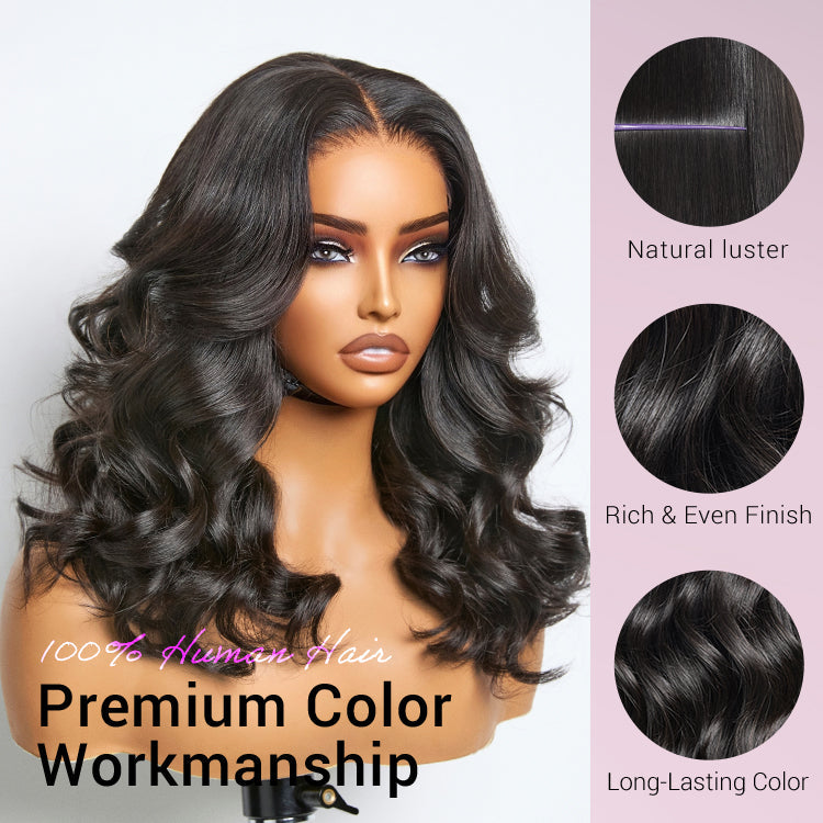 Jet Black Loose Body Wave Glueless 5x5 Closure Lace Wig 100% Human Hair