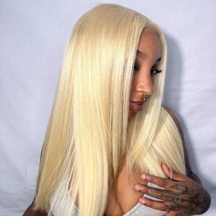 22 Inch=$159.9 | PreMax Wigs | Easily Redyed 613 Silky Straight 5x5 Closure HD Lace Glueless Mid Part Long Wig 100% Human Hair