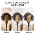 Elegant Salt & Pepper Grey Wig Loose Body Wave Glueless Minimalist Lace Short Wig Pre-Cut Lace
