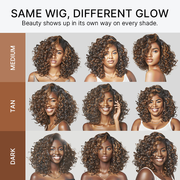 Effortless Elegance Copper Highlight / Natural Black Bouncy Curl Wig Minimalist HD Lace Glueless Wig Pre-Cut Lace