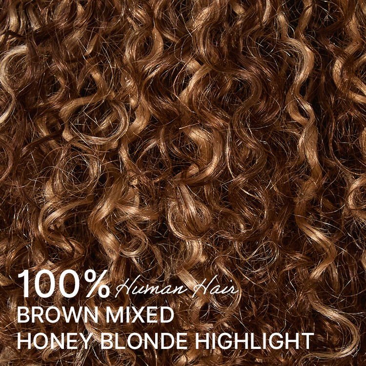 Beginner Friendly Ash Blonde Highlights Water Wave True Scalp Minimalist Lace Glueless Curly Wig with Bangs