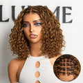 Tiktok Exclusive Deal | Ombre Brown Highlight Boho Braids Deep Curly Glueless 5x5 Closure Lace with Braided Top Human Hair Wig Pre-Cut Lace