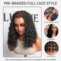 Readitress™ HD Full Lace Knotless Boho Curls Braided Bob Pre-Cut Lace Wig Flexi Fit Invisi Drawstring Cap