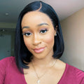 US ONLY | Non-Returnable | 10 Inches  Natural Black C Part Glueless Lace Front Bob Wig