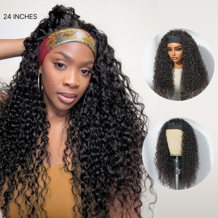 Luvme Too Easy Texture™ Wig 180% Density Water Wave Glueless Headband Wig Flexi-Fit Drawstring (Get Free Trendy Headbands)