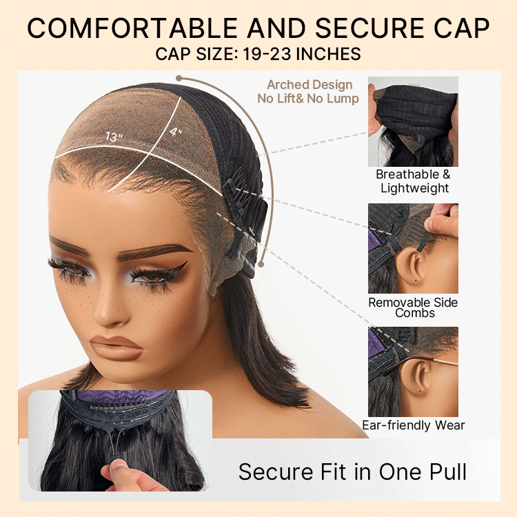 NatureMAX™ 200% / 250% Density Loose Wave Glueless Ear-to-ear 13x4 / 13x6 HD Lace Front Wig Pre-Cut Lace Flexi-Fit Drawstring Cap