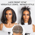 NatureMAX™ Silky Blunt Cut Bob Glueless Ear-to-ear 13x4 HD Lace Front Wig Pre-Cut Lace Flexi-Fit Drawstring Cap