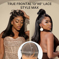 NatureMAX™ 200% Density Ombre Brown / Natural Loose Wave Glueless 13x6 HD Lace Front Shoulder Length Wig Pre-Cut Lace Flexi-Fit Drawstring Cap