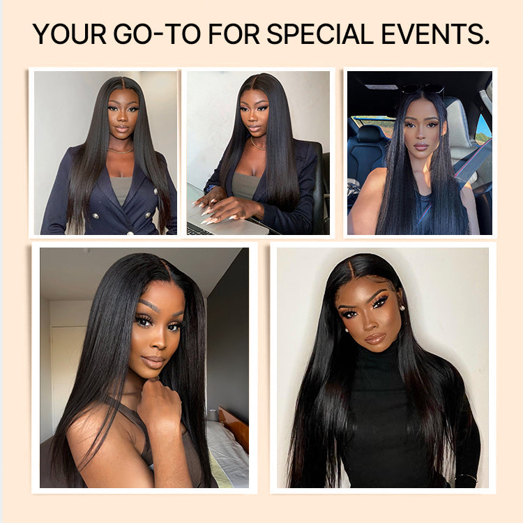 NatureMAX™ 180% Density Ash Blonde Silky Straight Glueless Ear-to-ear 13x4 HD Lace Front Wig Pre-Cut Lace Flexi-Fit Drawstring Cap