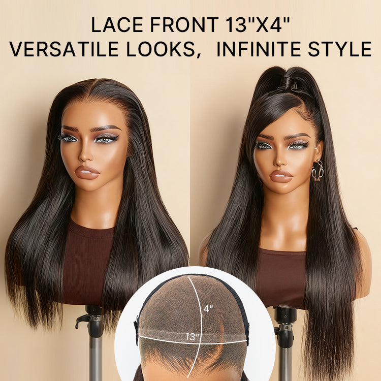 NatureMAX™ Silky Straight Glueless Ear-to-ear 13x4 HD Lace Front Wig Pre-Cut Lace