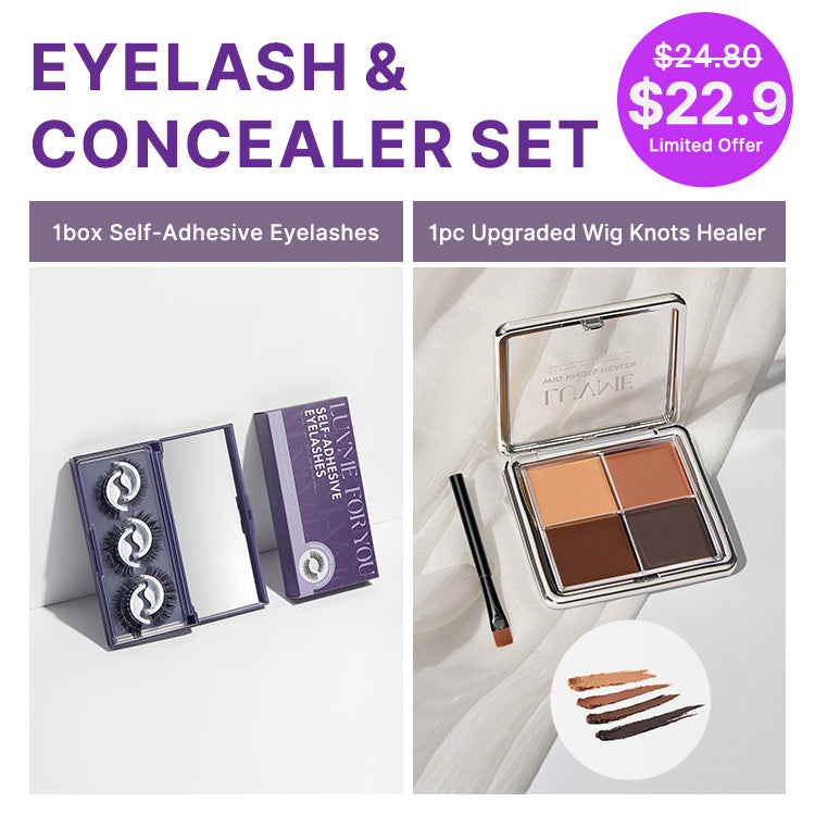 Eyelash & Concealer Set | 1pc Upgrade 2.0 Wig Knots Healer with a Brush + Self-Adhesive Eyelashes | Add-on Item