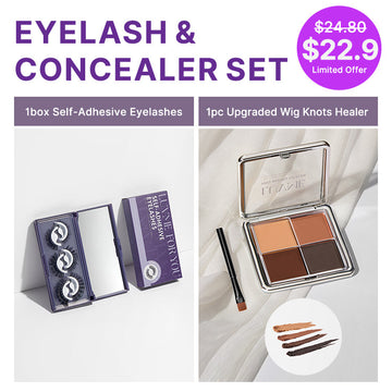 Eyelash & Concealer Set | 1pc Upgrade 2.0 Wig Knots Healer with a Brush + Self-Adhesive Eyelashes | Add-on Item