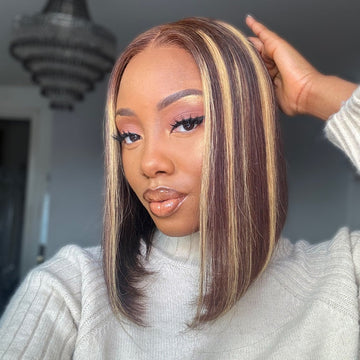 Final Restock |  PartingMax Glueless Wig Honey Blonde Highlight Silky Blunt Cut 7x6 Closure HD Lace Bob Wig - US Only
