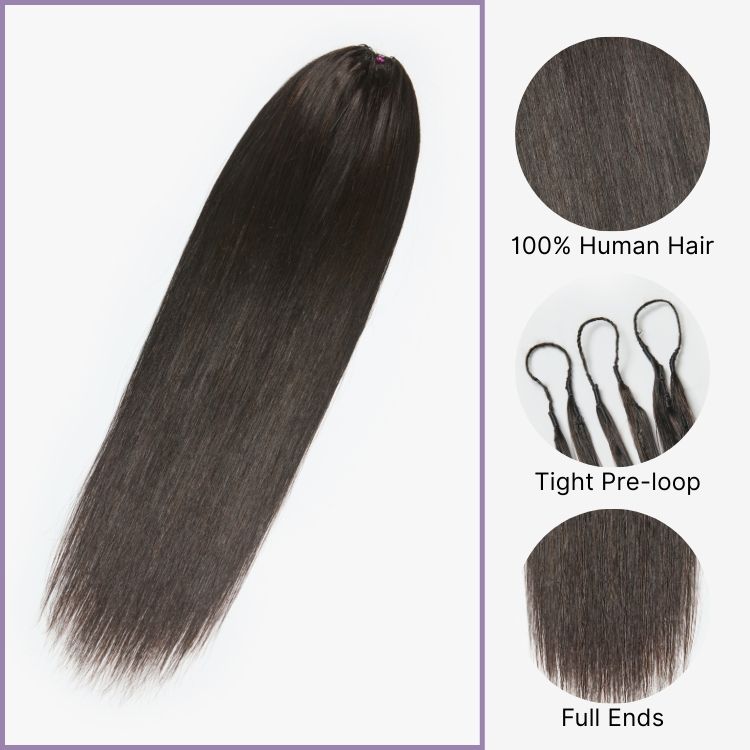 Readitress™ Pre-Separated Feather Crochet Human Hair Extensions Silky Straight Protective Style with Free Gifts