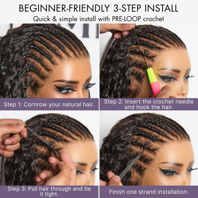 Readitress™ Pre-Separated Feather Crochet Human Hair Extensions Silky Straight Protective Style with Free Gifts