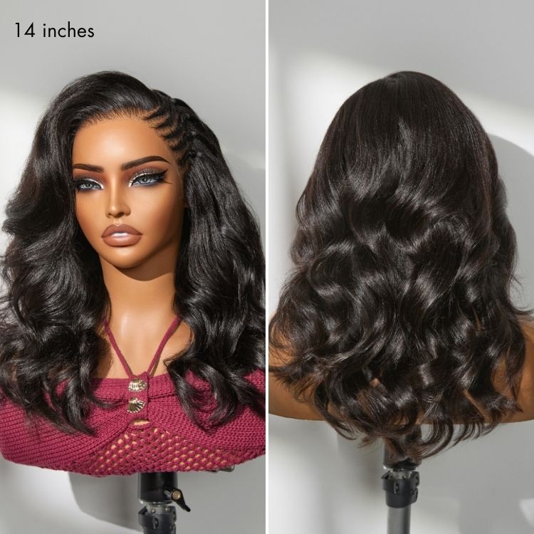 Tiktok Exclusive Deal | Readitress Side Braided Yaki Body Wave Glueless Ear-to-ear 13x6 Frontal HD Lace Wig Human Hair Flexi-Fit Drawstring Cap