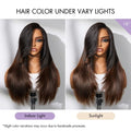 Luvme All-Day Comfort™ Wig 180% Density Ombre Brown Butterfly Cut Layered Light Yaki Straight Glueless 7x6 Closure HD Lace Human Hair Wig Pre-Cut Lace