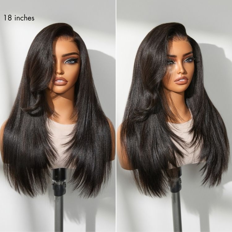 Weekly Special | Luvme All-Day Comfort™ Wig 180% Density Butterfly Cut Layered Light Yaki Straight / Loose Body Wave Glueless 7x6 Closure HD Lace Human Hair Wig Pre-Cut Lace