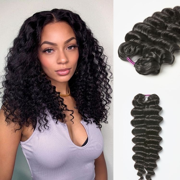 Readitress™ Pre-Separated Feather Crochet Human Hair Extensions Deep Wave / Silky Straight Protective Style with Free Gifts