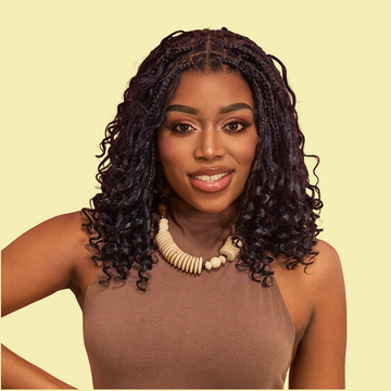 New Customers Only | HD Full Lace Knotless Boho Curls Braided Bob Wig Flexi Fit Invisi Drawstring Cap