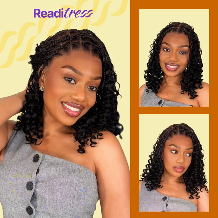 Special Deal | HD Full Lace Knotless Boho Curls Braided Bob Wig Flexi Fit Invisi Drawstring Cap Pre-Cut Lace