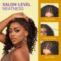New Customers Only | HD Full Lace Knotless Boho Curls Braided Bob Wig Flexi Fit Invisi Drawstring Cap