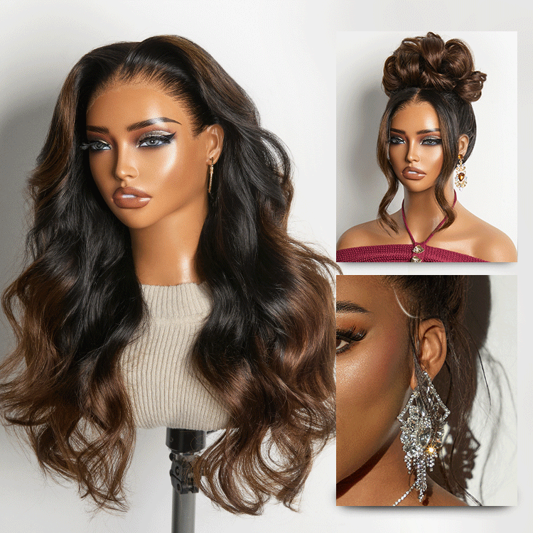 Tiktok Exclusive Deal | NatureMAX 200% Density Ombre Brown / Natural Black Loose Wave Glueless 13x6 HD Lace Front Wig Pre-Cut Lace Flexi-Fit Drawstring Cap