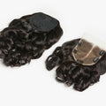 Body Wave Updo Hairpiece with Clip-In 5x5 Lace Closure Bangs and Drawstring Ponytail Quick & Easy