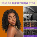 New Customers Only | HD Full Lace Knotless Boho Curls Braided Bob Wig Flexi Fit Invisi Drawstring Cap