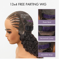 Readitress™ Knotless Fulani Braids Deep Wave Glueless Ear-to-ear 13x4 Frontal HD Lace Wig Human Hair