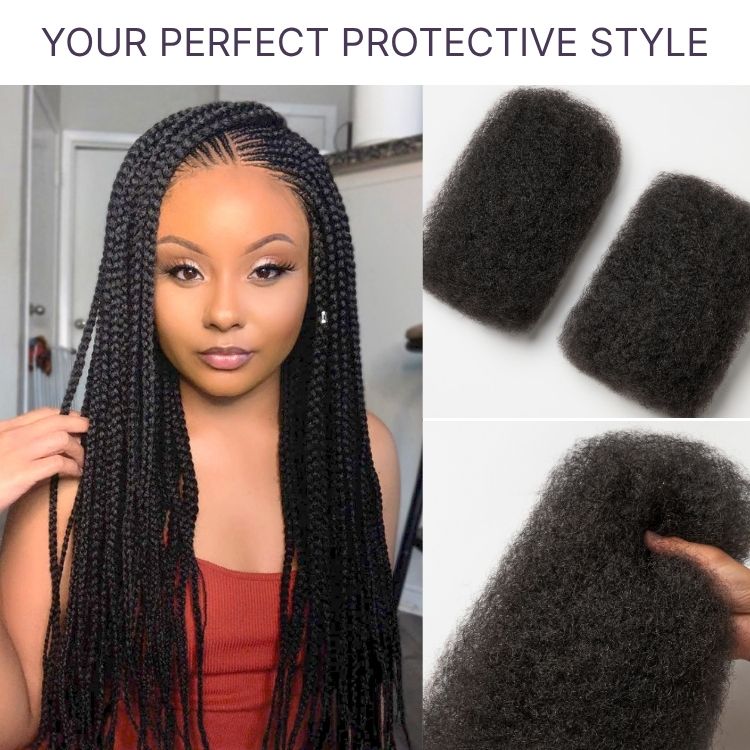 Readitress™ Afro Kinky Bulk Human hair for Dreadlock Extensions,Repair Locs, Twists and Braids