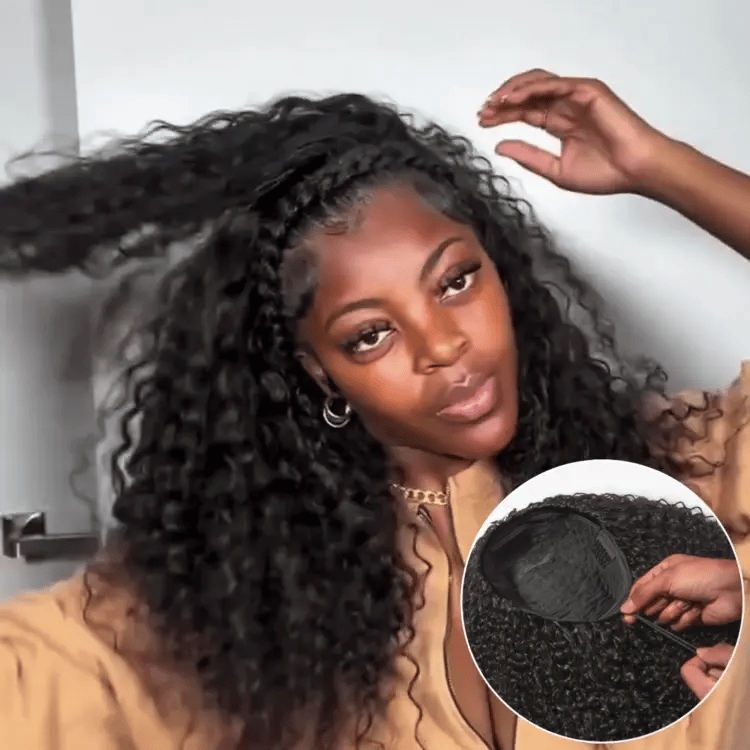 Tiktok Exclusive Deal | Luvme Too Easy Texture™ 3-In-1 Half Wig 180% Density Kinky Curly / Yaki Straight / Water Wave Glueless Flexi-Fit Drawstring Wig