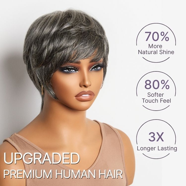 Exclusive Sale | Throw On & Go Short Cut with Bangs Wig Ultra Comfort Cotton Cap Glueless Wig Hair Loss Friendly - US Only