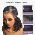 180% Density 4C Kinky Edges Jet Black Burmese Curly Glueless Ear-to-ear Wide T Pre-Cut Lace Front Wig Flexi-Fit Drawstring Cap