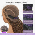 Readitress™ Light Weight Flexi-Fit Invisi Drawstring Cap Full Lace Knotless Boho Curls Braided Long Wig Super Natural Scalp